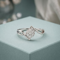 0.15 Ct Round Cut Moissanite Cluster Bypass Twist Ring White