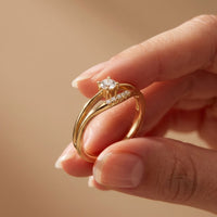 0.15 Ct Round Cut Moissanite Split Shank Solitaire Ring for Women Gold