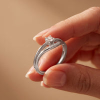 0.15 Ct Round Cut Moissanite Split Shank Solitaire Ring for Women White