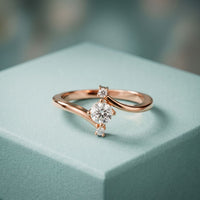 0.30 Ct Round Cut Moissanite Twist Accent Solitaire Ring for Women Rose Gold