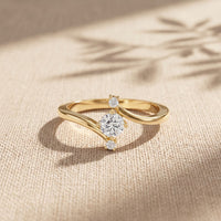0.30 Ct Round Cut Moissanite Twist Accent Solitaire Ring for Women Gold
