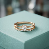 0.40 Ct Round Cut Moissanite Floating Pavé Solitaire Ring for Women Rose Gold
