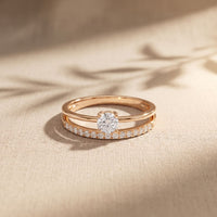 0.40 Ct Round Cut Moissanite Floating Pavé Solitaire Ring for Women Rose Gold