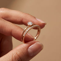 0.40 Ct Round Cut Moissanite Floating Pavé Solitaire Ring for Women Rose Gold