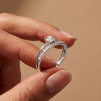 0.40 Ct Round Cut Moissanite Floating Pavé Solitaire Ring for Women White