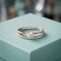 0.40 Ct Round Cut Moissanite Floating Pavé Solitaire Ring for Women White