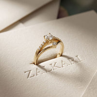 0.40 Ct Round Cut Moissanite Open Split Shank Solitaire Ring for Women Gold