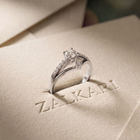 0.40 Ct Round Cut Moissanite Open Split Shank Solitaire Ring for Women White