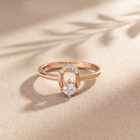 0.20 Ct Round Cut Moissanite Open Loop Solitaire Ring for Women Rose Gold