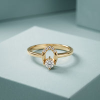 0.20 Ct Round Cut Moissanite Open Loop Solitaire Ring for Women Gold