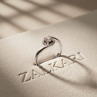 0.20 Ct Round Cut Moissanite Twisted Halo Solitaire Ring for Women White