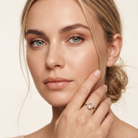 0.20 Ct Round Cut Moissanite Geometric Open Frame Solitaire Ring for Women Rose Gold