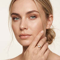 0.20 Ct Round Cut Moissanite Geometric Open Frame Solitaire Ring for Women Gold