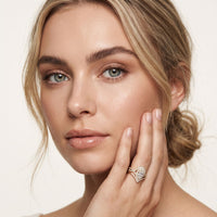 2.10 Ct Pear Cut Moissanite Royal Crown Double Halo Ring for Women Gold