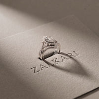 2.10 Ct Pear Cut Moissanite Royal Crown Double Halo Ring for Women White