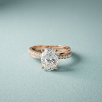 2.80 Ct Oval Cut Moissanite Classic Pavé Solitaire Ring for Women Rose Gold