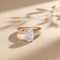 2.80 Ct Oval Cut Moissanite Classic Pavé Solitaire Ring for Women Rose Gold