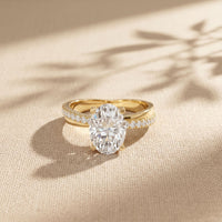 2.80 Ct Oval Cut Moissanite Classic Pavé Solitaire Ring for Women Gold