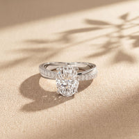 2.80 Ct Oval Cut Moissanite Classic Pavé Solitaire Ring for Women White