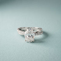 2.80 Ct Oval Cut Moissanite Classic Pavé Solitaire Ring for Women White