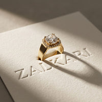2.20 Ct Cushion Cut Moissanite Wide Halo Statement Ring for Women Gold