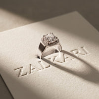 2.20 Ct Cushion Cut Moissanite Wide Halo Statement Ring for Women White