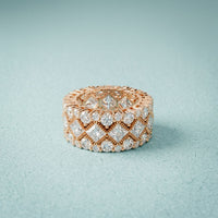 4.15 Ct Princess & Round Cut Moissanite Vintage Geometric Eternity Band for Women Rose Gold