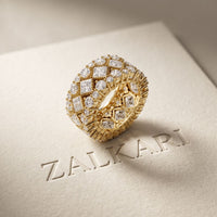 4.15 Ct Princess & Round Cut Moissanite Vintage Geometric Eternity Band for Women Gold