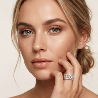 4.15 Ct Princess & Round Cut Moissanite Vintage Geometric Eternity Band for Women White
