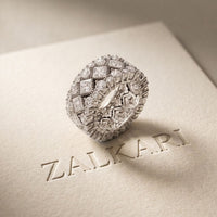 4.15 Ct Princess & Round Cut Moissanite Vintage Geometric Eternity Band for Women White