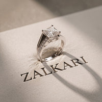 2.35 Ct Princess Cut Moissanite Split Bypass Pavé Solitaire Ring for Women White
