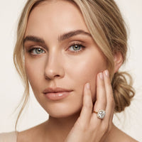 2.20 Ct Round Cut Moissanite Cushion Halo Solitaire Ring for Women Gold