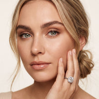 2.20 Ct Round Cut Moissanite Cushion Halo Solitaire Ring for Women White