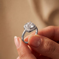 2.20 Ct Round Cut Moissanite Cushion Halo Solitaire Ring for Women White