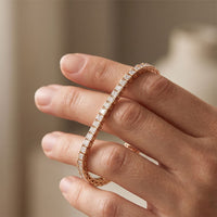 4.55 Ct Princess Cut Moissanite Tennis Bracelet for Women Rose Gold
