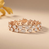 26.50 Ct Pear Cut Moissanite Linked Leaf Tennis Bracelet for Women Rose Gold