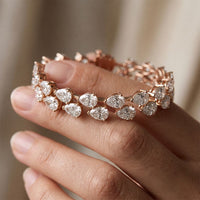 26.50 Ct Pear Cut Moissanite Linked Leaf Tennis Bracelet for Women Rose Gold