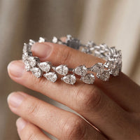 26.50 Ct Pear Cut Moissanite Linked Leaf Tennis Bracelet for Women White