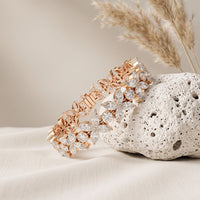 14.05 Ct Round & Marquise Cut Moissanite Floral Link Tennis Bracelet for Women Rose Gold