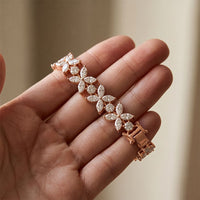 14.05 Ct Round & Marquise Cut Moissanite Floral Link Tennis Bracelet for Women Rose Gold