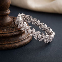 14.05 Ct Round & Marquise Cut Moissanite Floral Link Tennis Bracelet for Women White