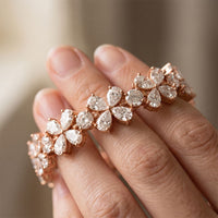 84.05 Ct Pear Cut Moissanite Floral Bloom Link Bracelet for Women Rose Gold