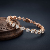 10.30 Ct Mixed Cut Moissanite Geometric Alternating Tennis Bracelet for Women Rose Gold