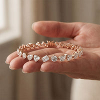 10.30 Ct Mixed Cut Moissanite Geometric Alternating Tennis Bracelet for Women Rose Gold