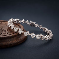 10.30 Ct Mixed Cut Moissanite Geometric Alternating Tennis Bracelet for Women White