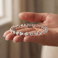 10.30 Ct Mixed Cut Moissanite Geometric Alternating Tennis Bracelet for Women White