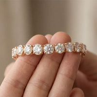 24.65 Ct Round Cut Moissanite Scalloped Tennis Bracelet for Women Rose Gold
