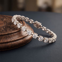 10.50 Ct Round Cut Moissanite Sculpted Bar Bracelet for Women White