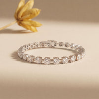 10.50 Ct Round Cut Moissanite Sculpted Bar Bracelet for Women White