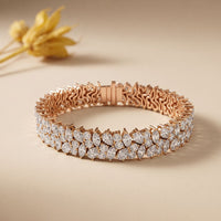 13.5 Ct Multi-Shape Moissanite Floral Cluster Tennis Bracelet for Women Rose Gold